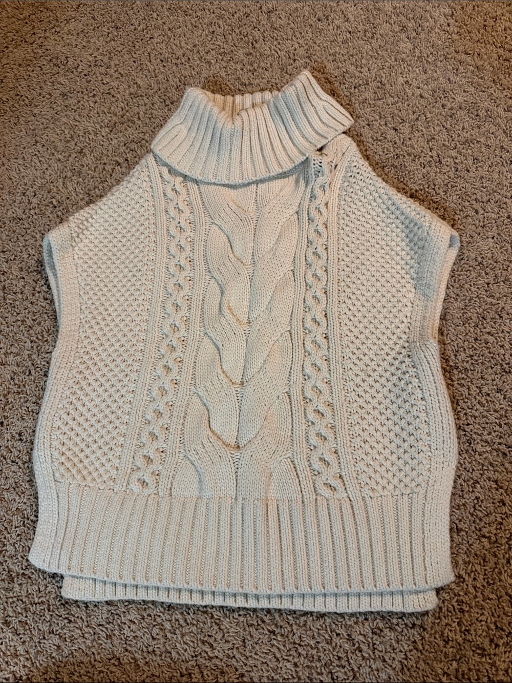 Banana Republic Sleeveless Cable Knit Turtleneck Vest - Cream